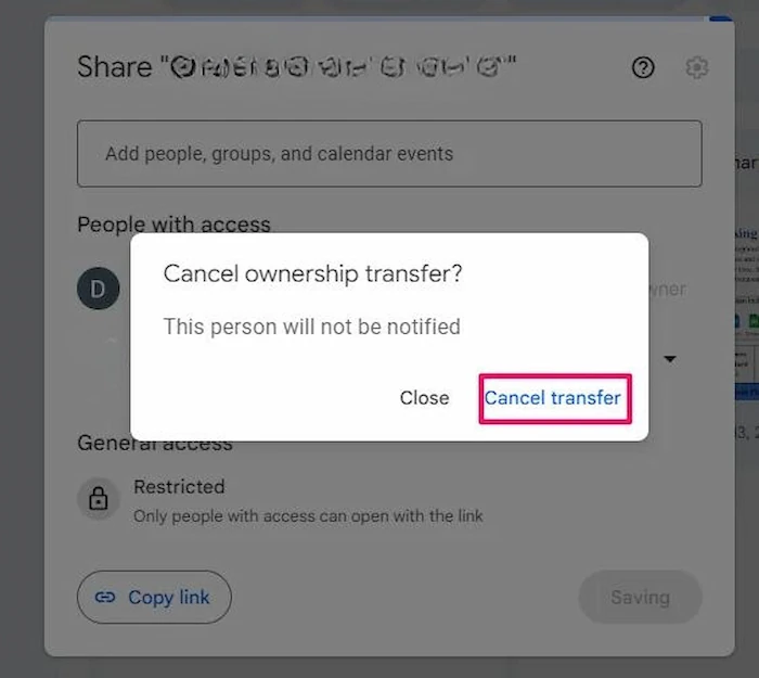 03 Cách chuyển chủ sở hữu Google Drive đơn giản cho Newbie 25 Xác Nhận Lại Hành động Hủy Bỏ Yêu Cầu Chuyển Quyền Sở Hữu