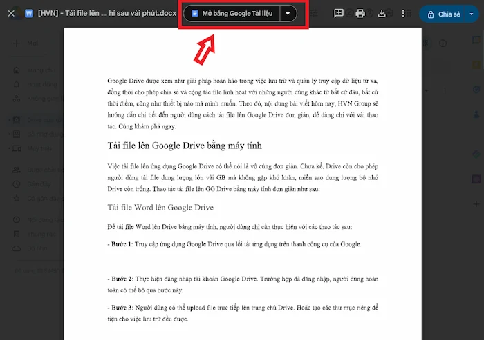 Cách tải file lên Google Drive trên Desktop, Mobile chỉ với 30s 36 Click Chọn Mở Bằng Google Tài Liệu