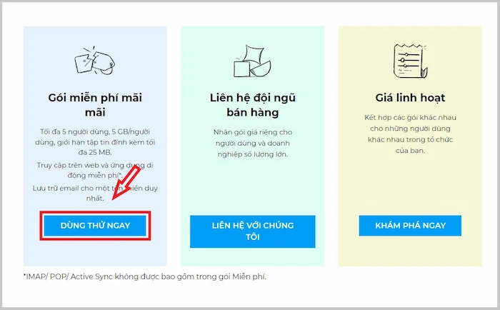 Click Dùng Thử Gói Miễn Phí Mãi Mãi