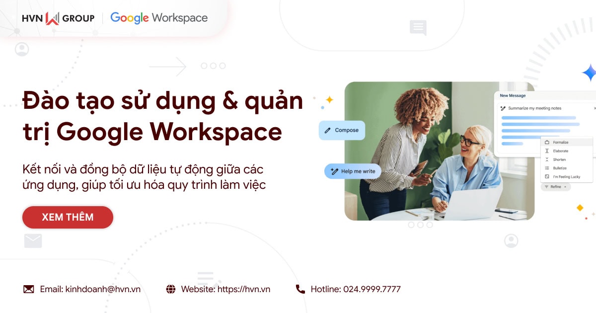 Đào tạo sử dụng & quản trị Google Workspace - HVN GROUP