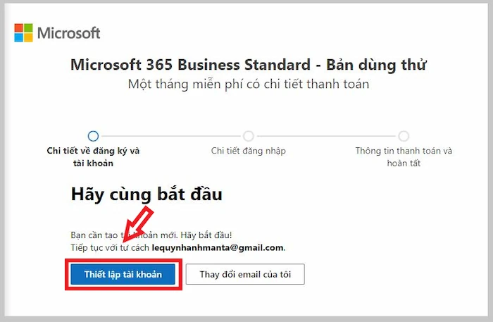 Xác Nhận Thiết Lập Tài Khoản