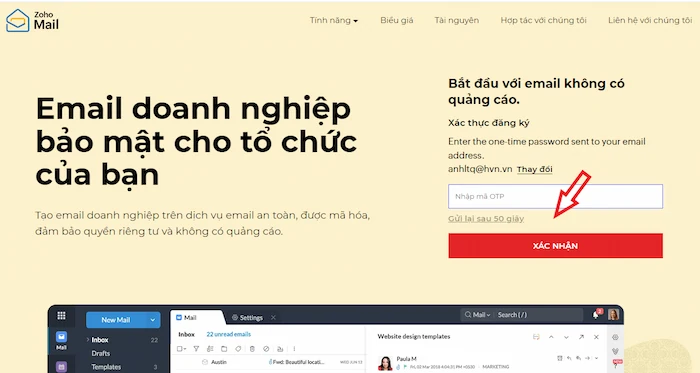 Xác Thực đăng Ký Bằng Cách Nhập Mã OTP được Gửi Về Email