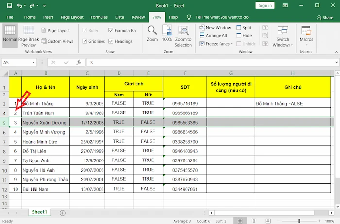 Cách đóng Băng Nhiều Hàng Trong Excel