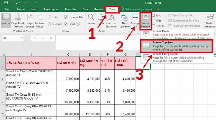 Những Lưu ý Khi đóng Băng Hàng Và Cột Trong Excel