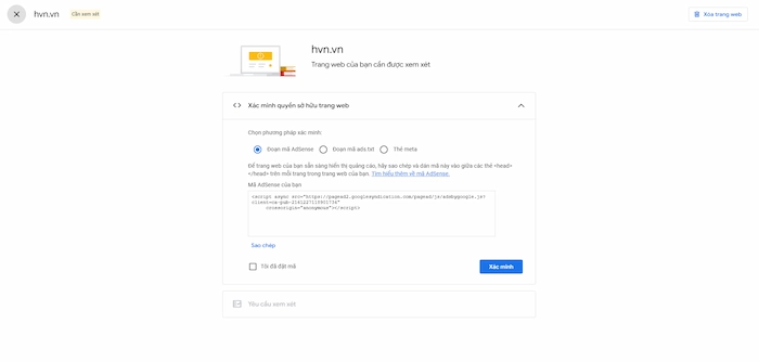 Xac Minh Ma Adsense