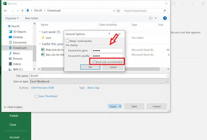 Cách đặt mật khẩu cho file Excel đơn giản, dễ dàng cho Newbie 27 Tích Chọn Read Only Recommended Nếu Chỉ Muốn đọc File Mà Không Chỉnh Sửa