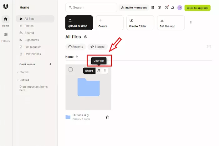 Copy Link để Sao Chép Liên Kết Tệp Dropbox