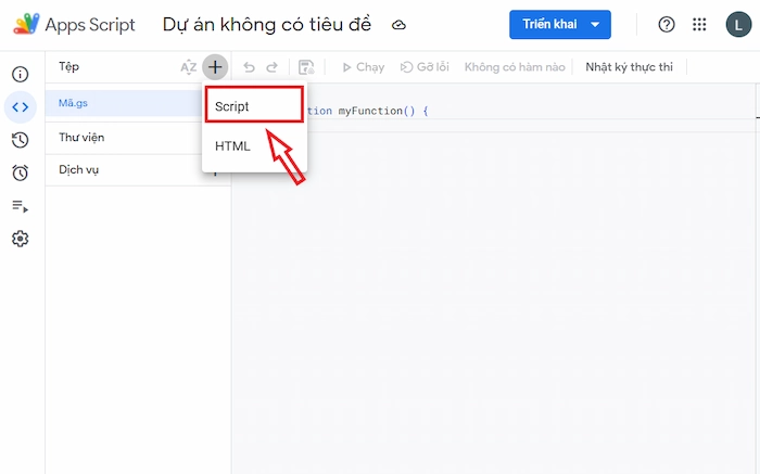 Tạo Một Script Mới