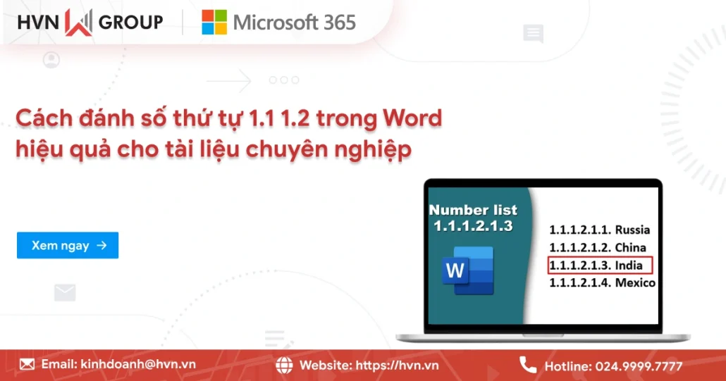 Cách đánh Số Thứ Tự 1.1 1.2 Trong Word