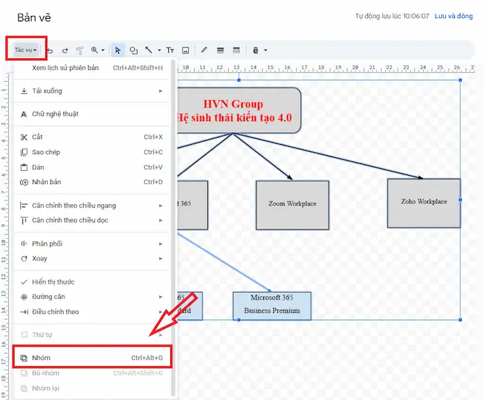 Cách vẽ sơ đồ tư duy trong Google Docs chi tiết từ A-z 43 Nhóm Các đối Tượng Trong Sơ đồ Google Docs