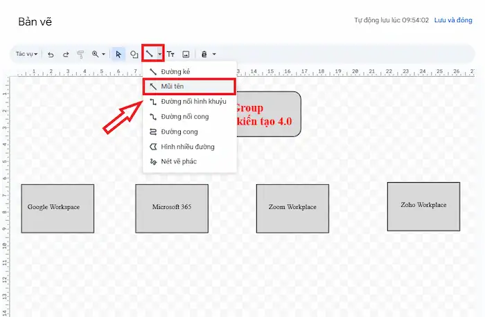 Cách vẽ sơ đồ tư duy trong Google Docs chi tiết từ A-z 33 Tạo đường Nối Các Nhánh Chính Trong Sơ đồ Google Docs