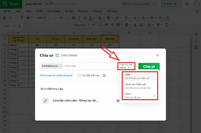 Zoho Sheets là gì? Tất tần tật về công cụ bảng tính trực quan 49 Cấp Quyền Truy Cập Bảng Tính Zoho Sheets