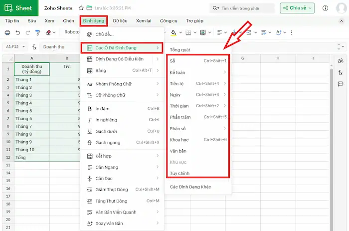 Zoho Sheets là gì? Tất tần tật về công cụ bảng tính trực quan 39 Định Dạng Số Trong Zoho Sheets