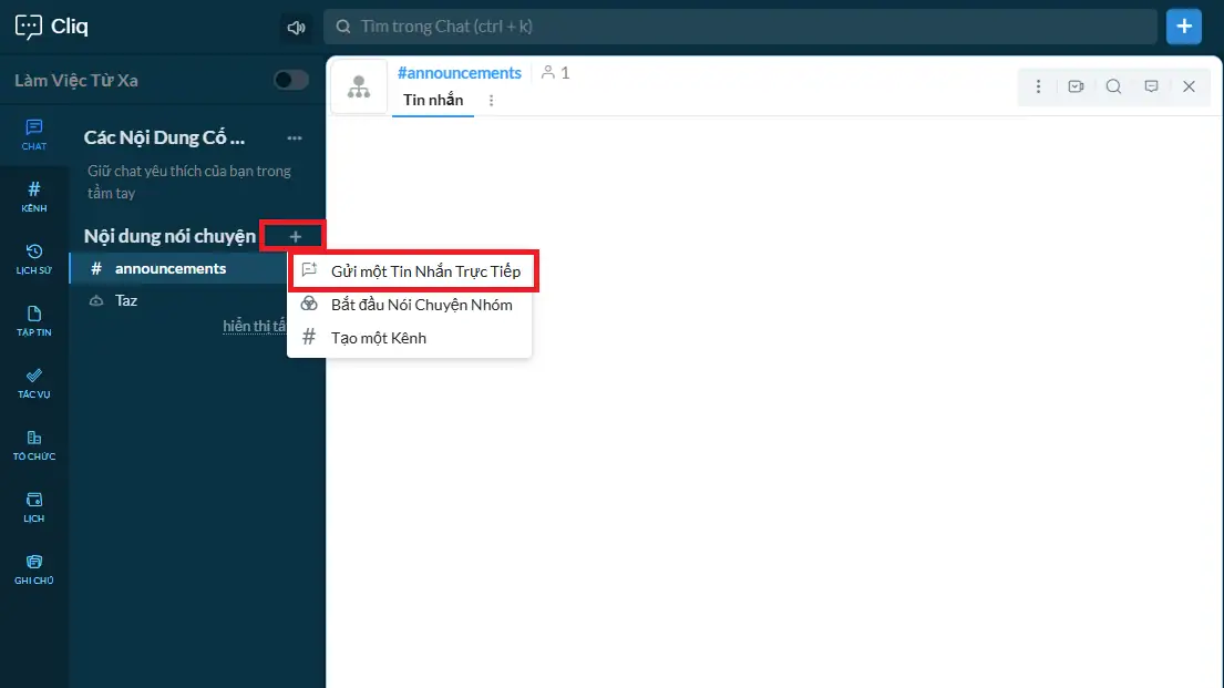 Zoho Cliq là gì? Nâng tầm giao tiếp nội bộ với giải pháp đa năng 30 Gui Tin Nhan Truc Tiep