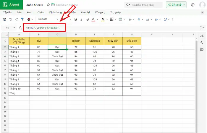 Zoho Sheets là gì? Tất tần tật về công cụ bảng tính trực quan 43 Hàm IFTrong Zoho Sheets
