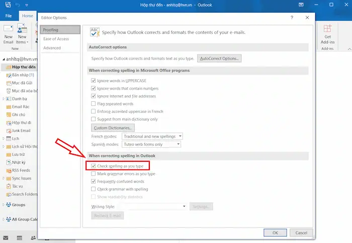 Hướng dẫn bật hoặc tắt kiểm tra lỗi chính tả trong Outlook "đơn giản 9 Bật Tính Năng Kiểm Tra Lỗi Chính Tả Trong Outlook