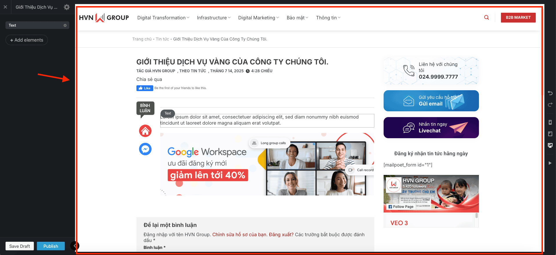 HƯỚNG DẪN DỰNG BÀI VIẾT BẰNG UX BUILDER 12 Image10