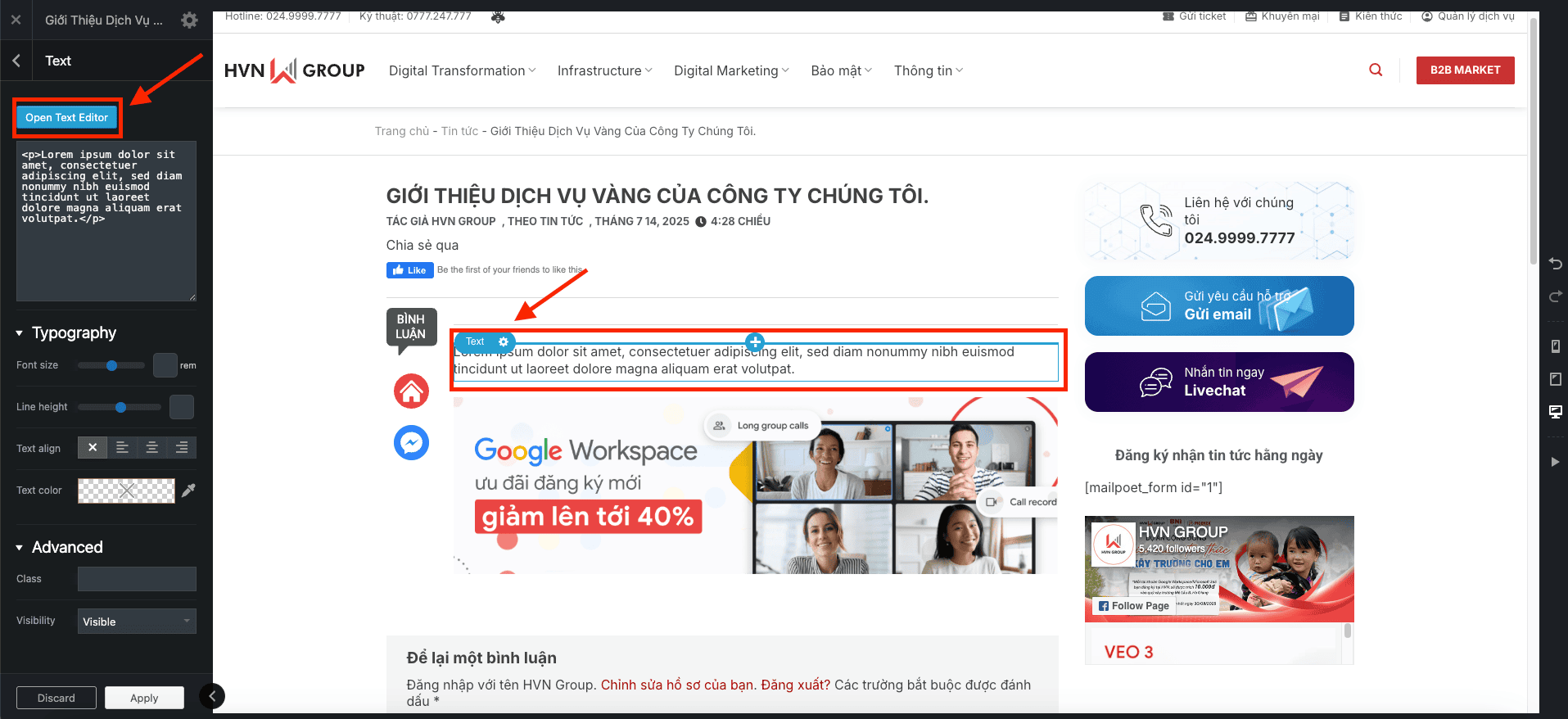 HƯỚNG DẪN DỰNG BÀI VIẾT BẰNG UX BUILDER 14 Image12