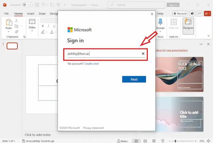 Hướng dẫn đăng nhập Microsoft trên máy tính "chi tiết" cho người mới 50 Thực Hiện đăng Nhập Trên PowerPoint