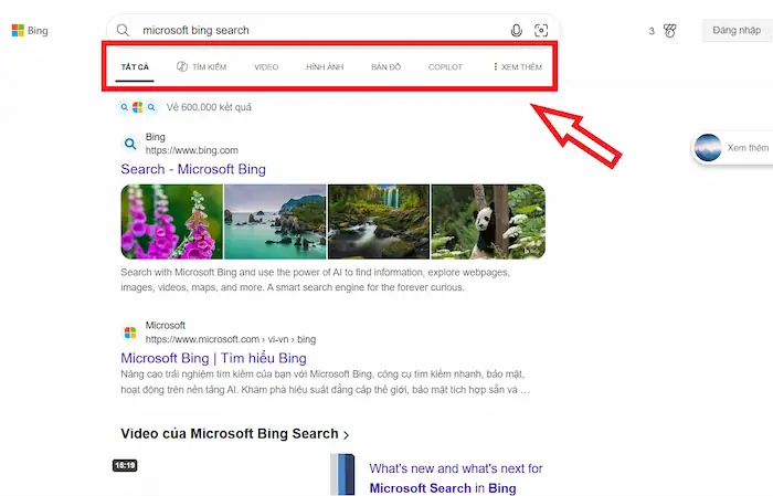 Microsoft Bing Search là gì? Khám phá công cụ tìm kiếm "hiệu quả" của Microsoft 18 Duyệt Kết Quả Và Sử Dụng Bộ Lọc Tìm Kiếm Trên Bing Search