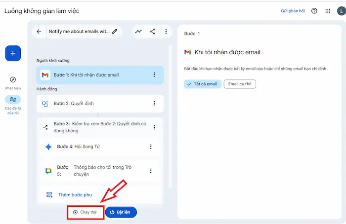 10+ Tips sử dụng Google Workspace Flows: Tăng tốc độ làm việc gấp 3 lần 22 Luôn Chạy Thử Nghiệm Quy Trình Trên Google Workspace Flows