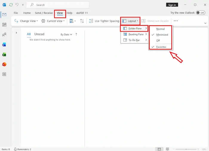 Cách thay đổi giao diện Outlook trên máy tính & điện thoại chi tiết 25 Ẩnhiện Folder Pane Trong Outlook