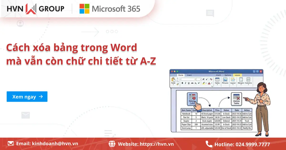 Hướng dẫn cách xóa bảng trong Word mà vẫn còn chữ chi tiết từ A-Z 4 Cách Xoá Bảng Còn Chữ Trong Word
