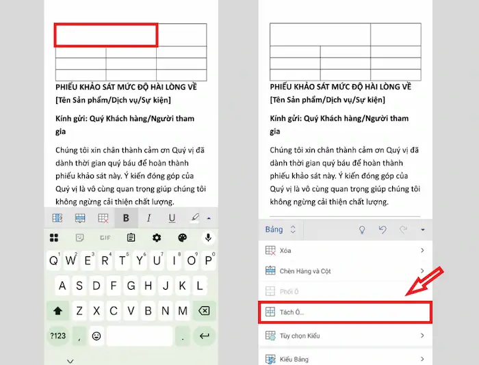 Cách tạo bảng trong Word trên điện thoại cực đơn giản từ A - Z 21 Tách Một ô Thành Nhiều ô Nhỏ Trong Word Trên điện Thoại