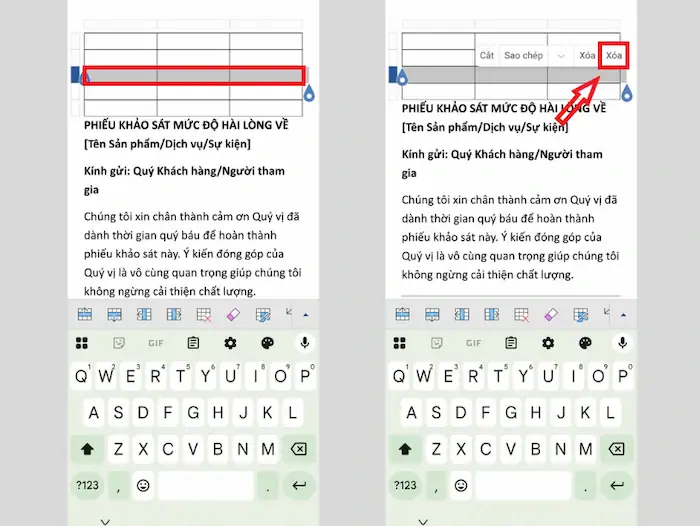 Cách tạo bảng trong Word trên điện thoại cực đơn giản từ A - Z 17 Xóa Dòng Hoặc Cột Dư Thừa Trong Word Trên điện Thoại