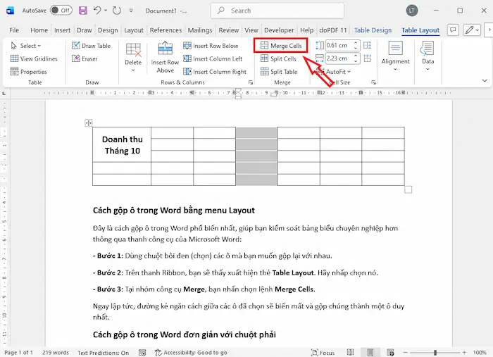 Cách gộp ô trong Word cực nhanh và đơn giản (Mọi phiên bản) 28 Không Thể Gộp ô Giữa Hai Bảng Khác Nhau