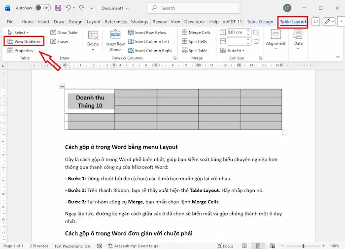 Cách gộp ô trong Word cực nhanh và đơn giản (Mọi phiên bản) 31 Lỗi Hiển Thị đường Kẻ Sau Khi Gộp