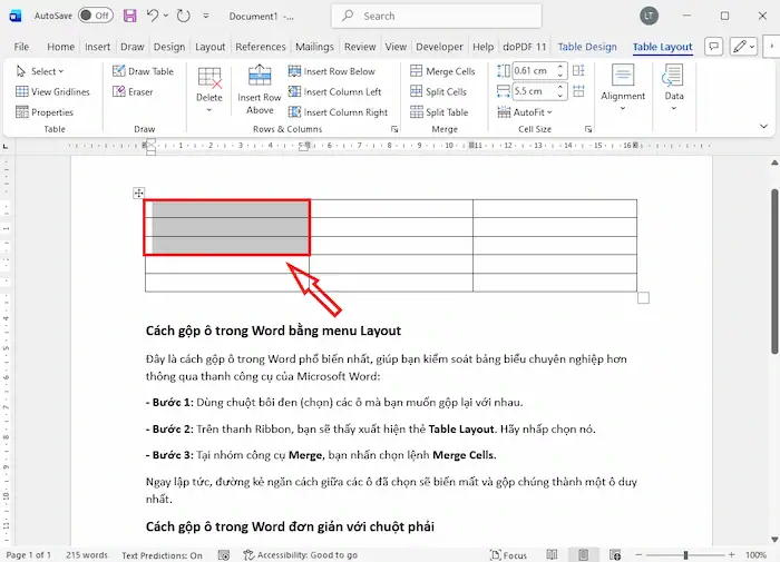 Cách gộp ô trong Word cực nhanh và đơn giản (Mọi phiên bản) 25 Nút Merge Cells Bị ẩn Khi Muốn Gộp ô