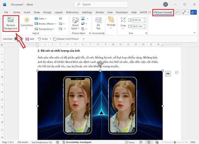 Hướng dẫn xóa nền ảnh trong Word chuyên nghiệp không cần Photoshop 13 Sử Dụng Tính Năng Remove Background để Loại Bỏ Nền ảnh Trong Word