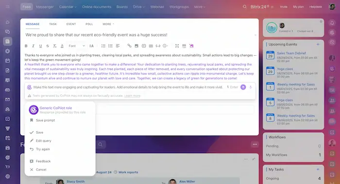 Bitrix24 Copilot là gì? Tổng quan về "Trợ lý AI" thế hệ mới 19 Các Tính Năng đột Phá Của Bitrix24 CoPilot Trên Feed