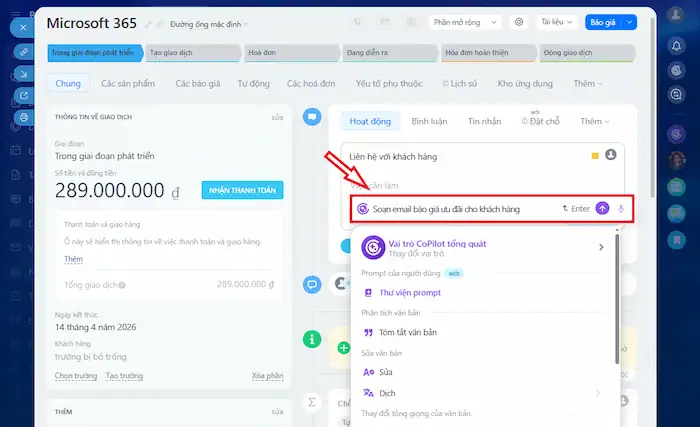 Bitrix24 Copilot là gì? Tổng quan về "Trợ lý AI" thế hệ mới 29 Tương Tác Với Bitrix24 Copilot Qua Lệnh (Prompt)