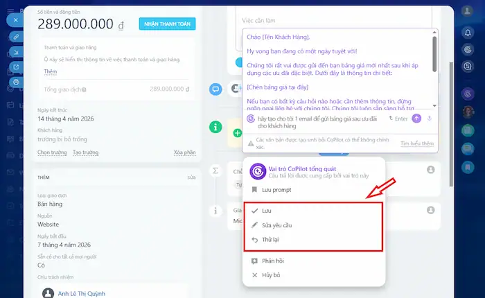 Bitrix24 Copilot là gì? Tổng quan về "Trợ lý AI" thế hệ mới 30 Tuỳ Chỉnh Kết Quả Dựa Trên Bản Thảo Của Copilot