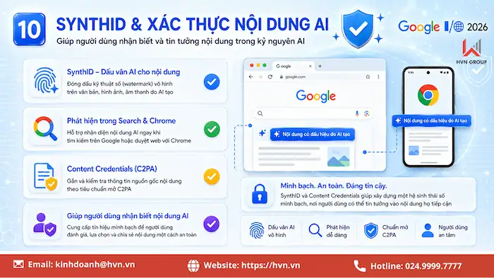 Google "thổi bay" mọi giới hạn với 12+ công bố khủng tại Google I/O 2026 25 10. Công Cụ Phát Hiện Nội Dung AI Trở Nên Dễ Tiếp Cận Hơn