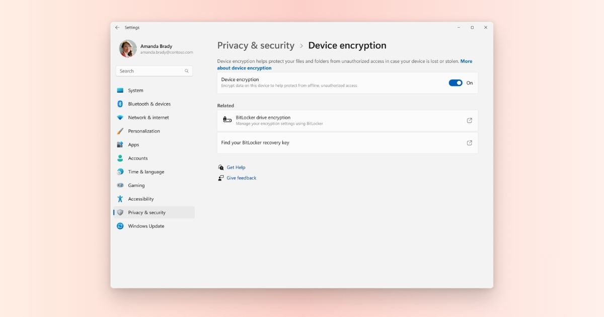 Windows 11 Pro 64Bit ESD (FQC-10572) - Vĩnh viễn 2 Bảo vệ dữ liệu với Device Encryption