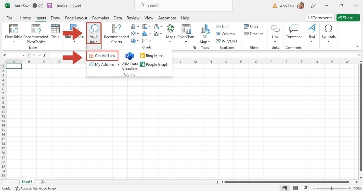 Claude for Excel là gì? Tính năng và cách cài đặt đơn giản 36 nhấn vào mục Get Add-ins