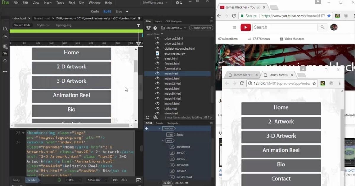 Adobe Dreamweaver for teams -1 Năm 4 Kiểm tra giao diện theo thời gian thực với Live Preview