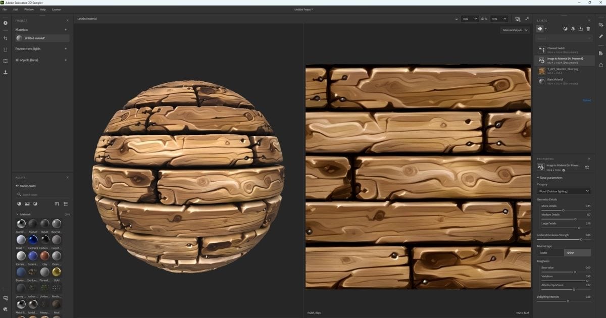 Adobe Substance 3D Collection for teams - 1 năm 3 Substance 3D Sampler – Số hóa vật liệu thực tế từ hình ảnh bằng AI