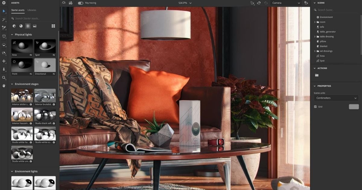 Adobe Substance 3D Collection for teams - 1 năm 6 Substance 3D Stager – Studio ảo dàn dựng bối cảnh và kết xuất đồ họa