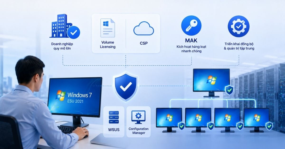 Windows 7 Extended Security Updates 2021 - Vĩnh Viễn 3 Tối ưu triển khai và tương thích quản trị doanh nghiệp