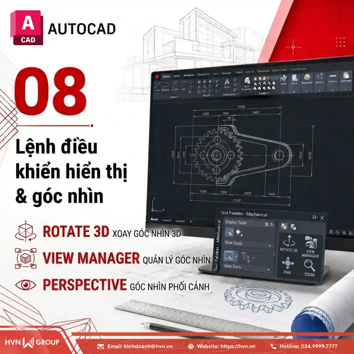 Tổng hợp 150+ câu lệnh trong AutoCAD thông dụng nhất cho người mới 25 Autocad08 Hien Thi Va Goc Nhin