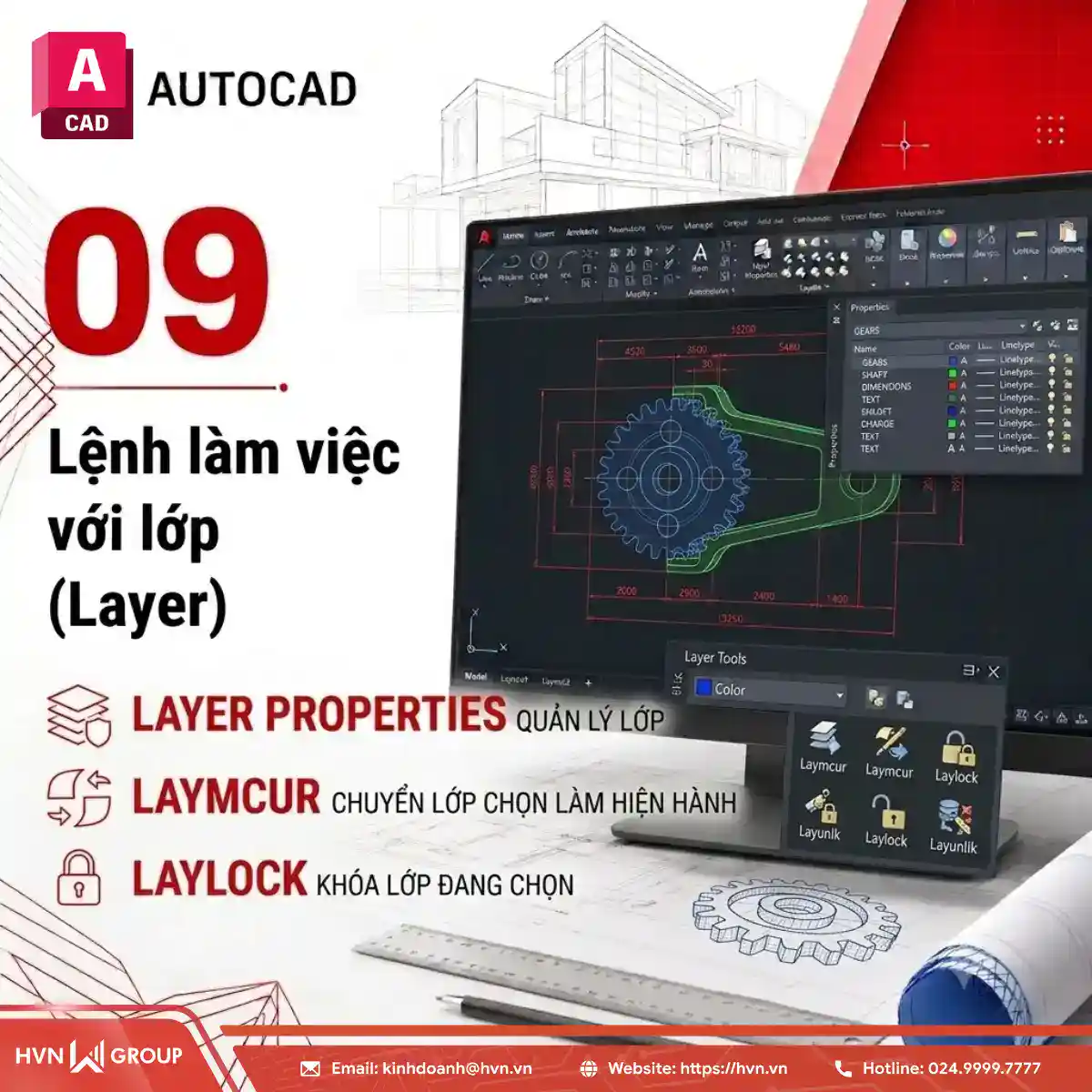 Tổng hợp 150+ câu lệnh trong AutoCAD thông dụng nhất cho người mới 26 Autocad09 Lam Viec Voi Lop