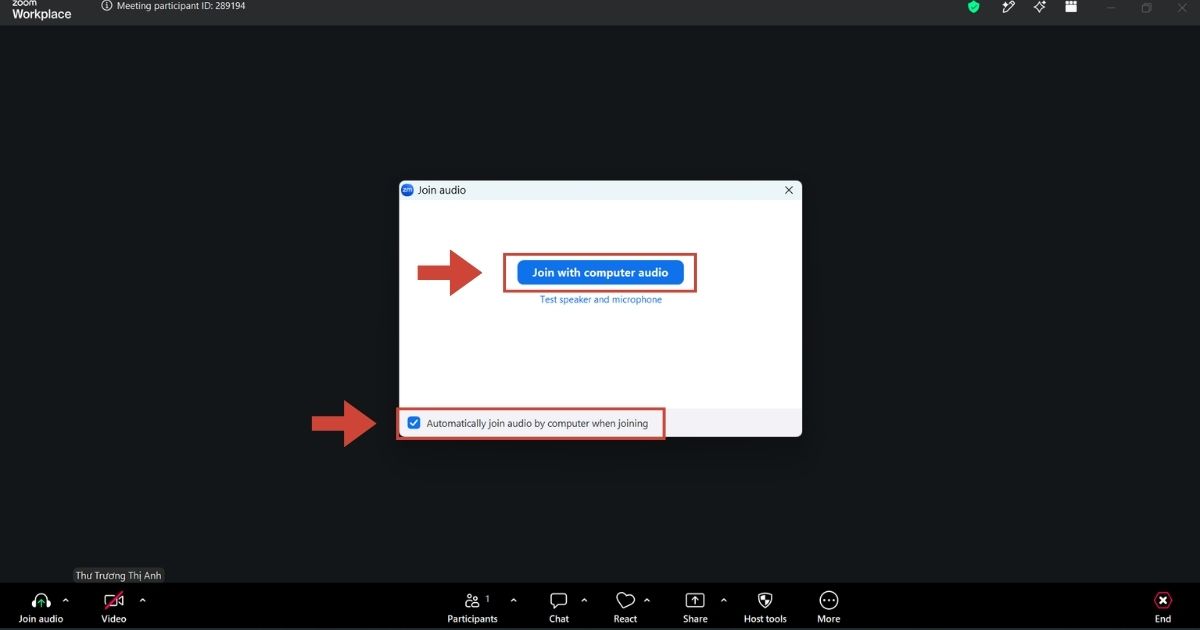 Cách bật mở mic trên Zoom khi bị mất tiếng chỉ trong 5 phút 21 tích chọn ô Automatically join audio by computer when joining