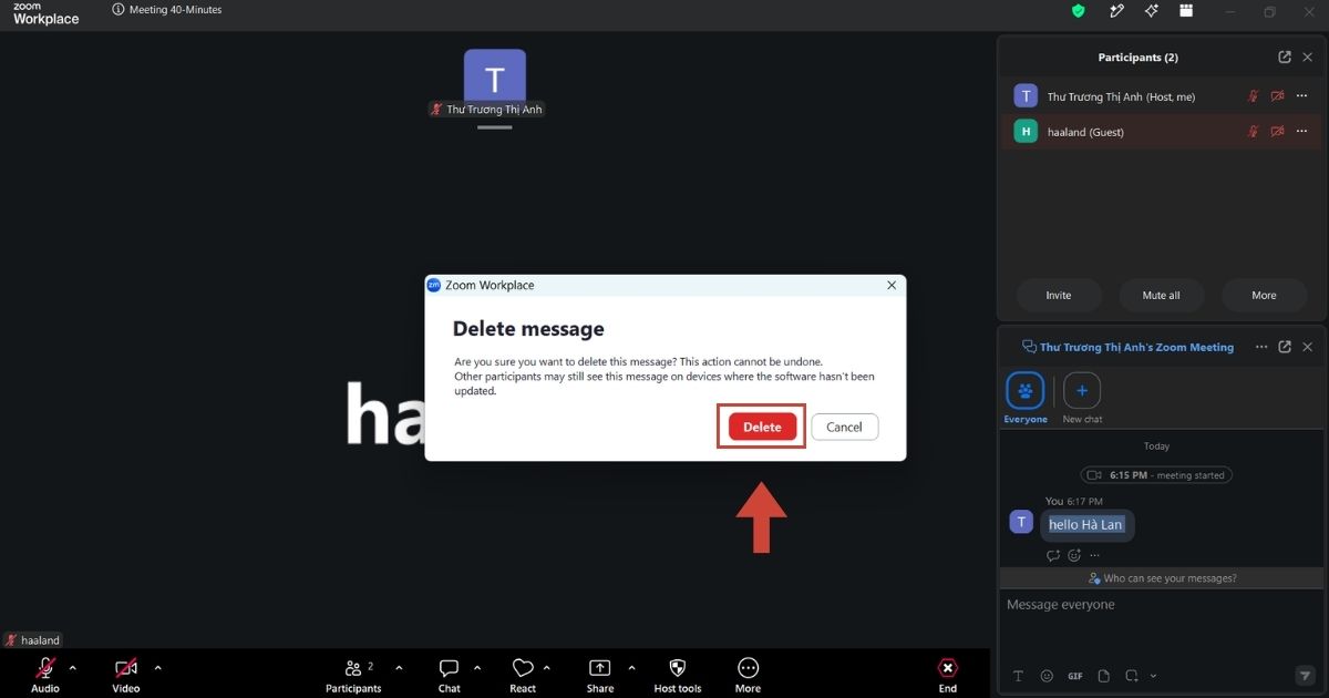 Các cách xóa tin nhắn trên Zoom cực nhanh chỉ trong 1 phút 16 chọn Delete một lần nữa để hoàn tất