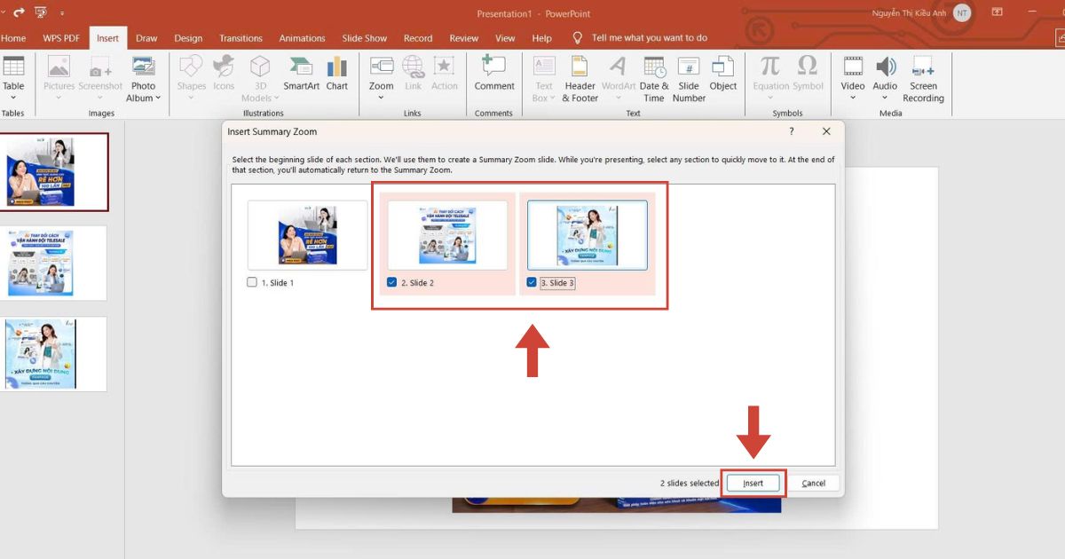 05 Cách dùng hiệu ứng phóng to ảnh trong PowerPoint chi tiết từ A-Z 50 nhấn Chèn (Insert) để hoàn tất