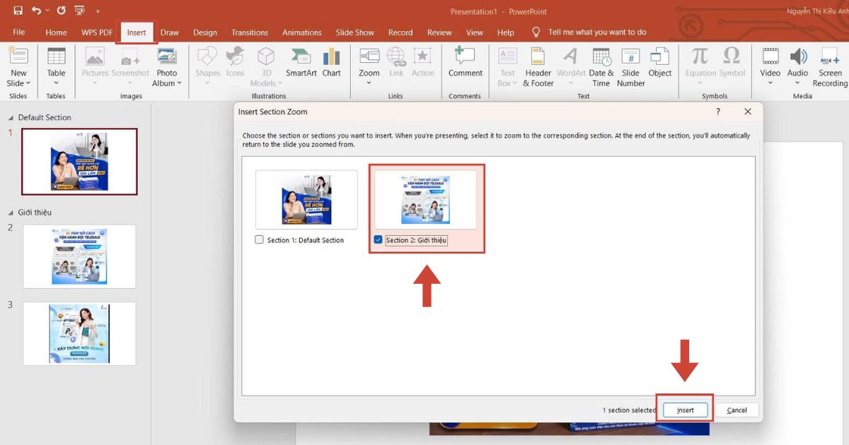 05 Cách dùng hiệu ứng phóng to ảnh trong PowerPoint chi tiết từ A-Z 47 nhấp Chèn (Insert)