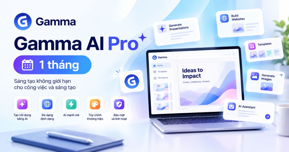 Gamma AI Pro - 1 tháng 1 Giới thiệu gói giải pháp Gamma AI Pro - 1 tháng